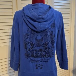 Express Blue Graphic 3/4 Sleeve Hoodie
